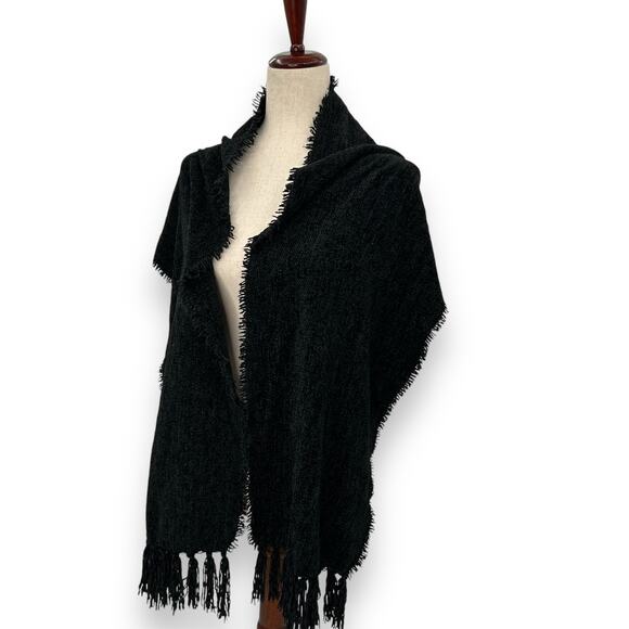 NEW Style & Co Black Chenille Scarf with Fringe Trim Oblong Winter Plaid Neutral - Picture 5 of 16